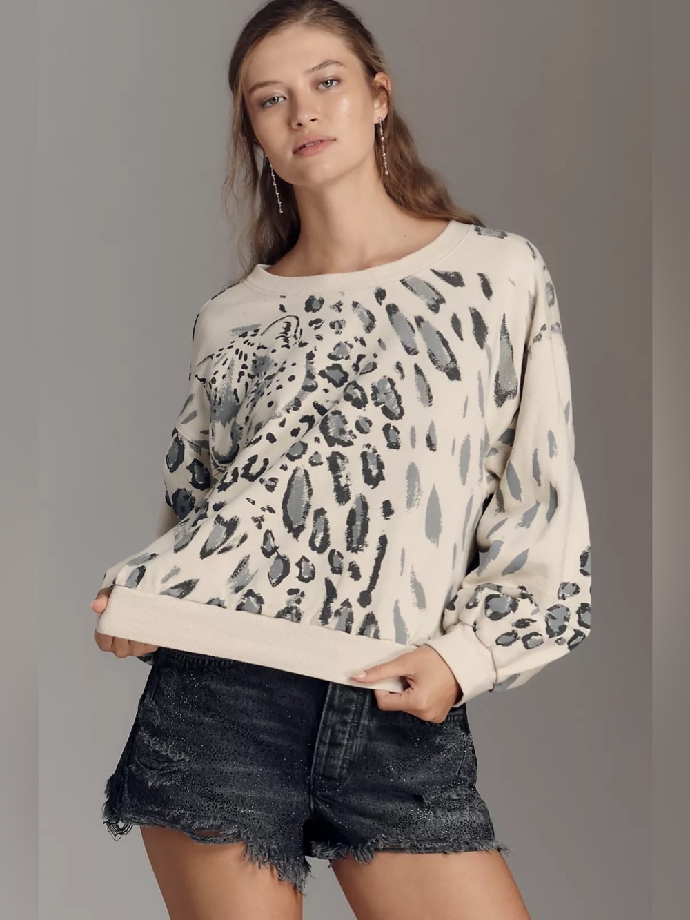 Pilcro Niki Bubble Sweatshirt | XSmall | Leopard